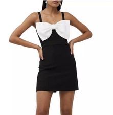 FRENCH CONNECTION Women’s 4 Bow Front Mini DRESS Little Black Dress 90s Y2K