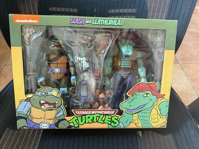 NECA TMNT Teenage Mutant Ninja Turtles & Slash Leatherhead 2 Set