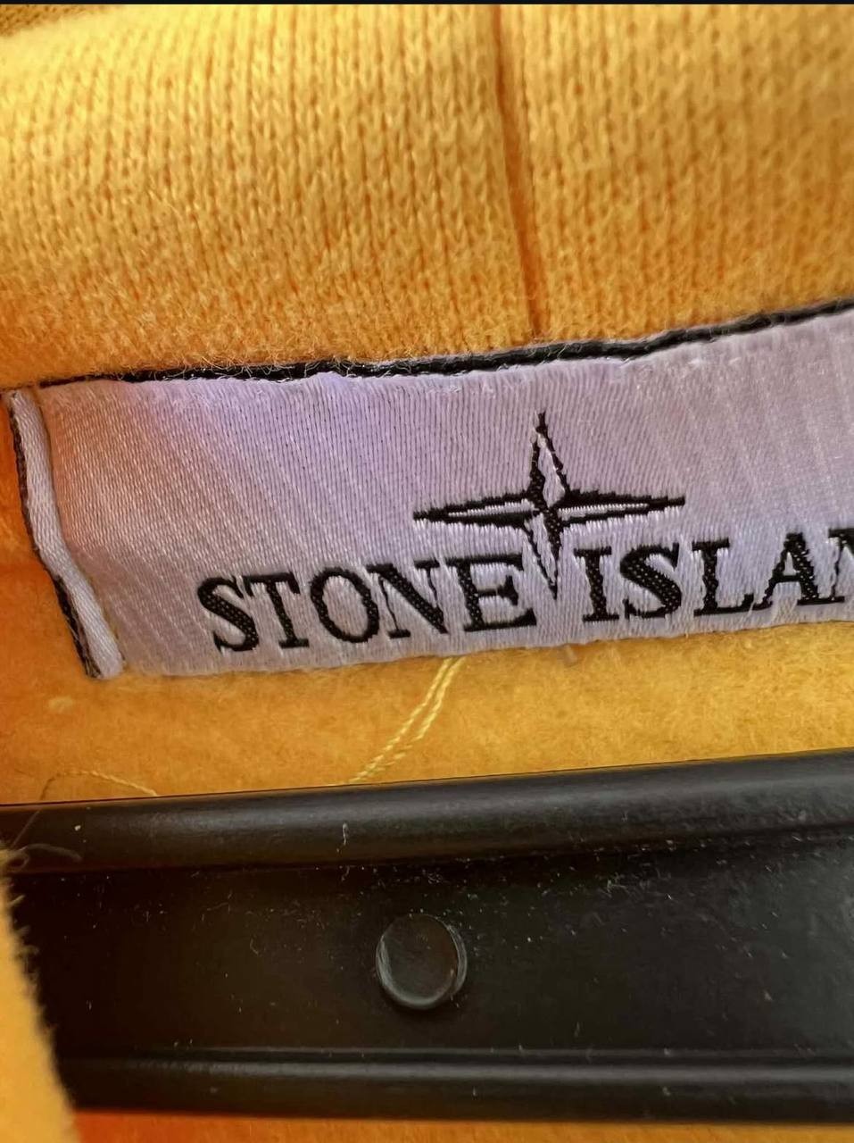 Stone Island Yellow Hooded Sweatshirt - Heavy Cotton Pullover Hoodie with Patch thumbnail 3