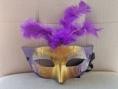 Women Mask Purple Fur Light Up Halloween Masquerade Fancy Part Mask Unbranded