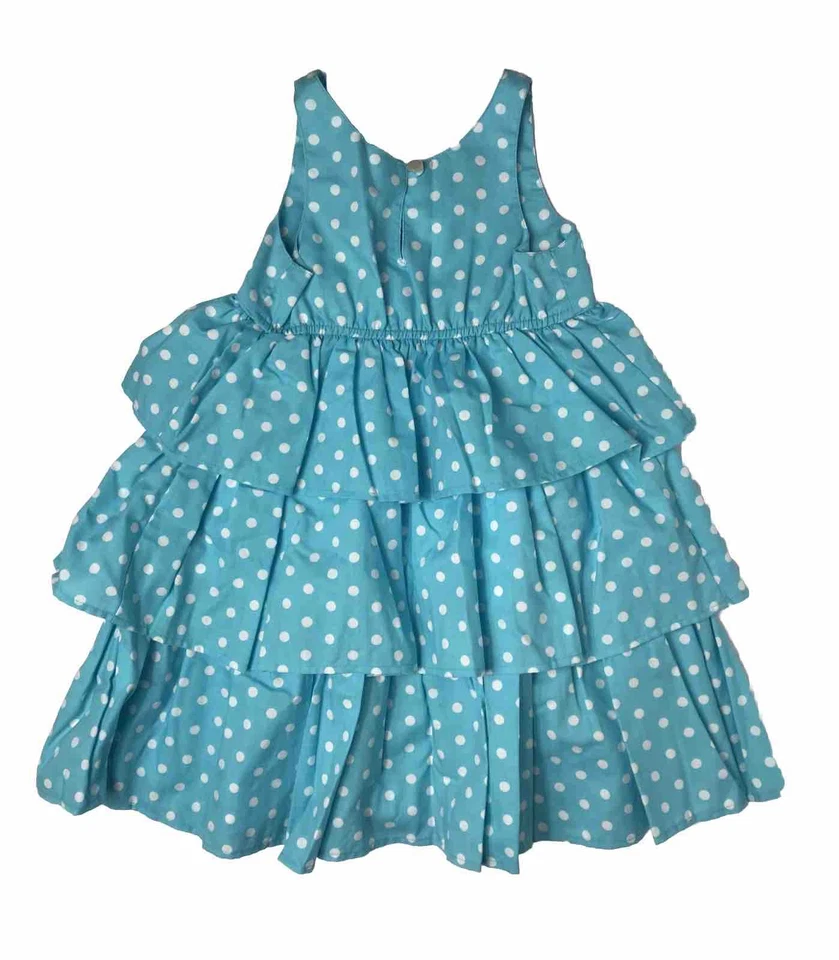 Kelly’s Kids Blue White Polka Dot Sun Dress Children’s Girl’s Size 3-4 Twirl - Image 2 of 4