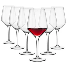 Bormioli Rocco Electra 18.5 Ounce Large Wine Glasses, Set of 6