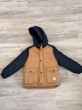 Boys OSHKOSH B'GOSH Brown Navy Blue 2-in-1 Hooded Coat Size 6
