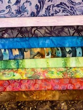 Lot of Quilting Fabric - 10 Fat Quarters, Batiks 1 FREE FQ