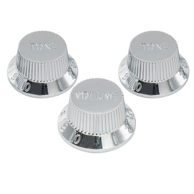 Musiclily Pro Chrome Metric 18 Spline 1 Volume 2 Tone Knob For Asia Strat Guitar
