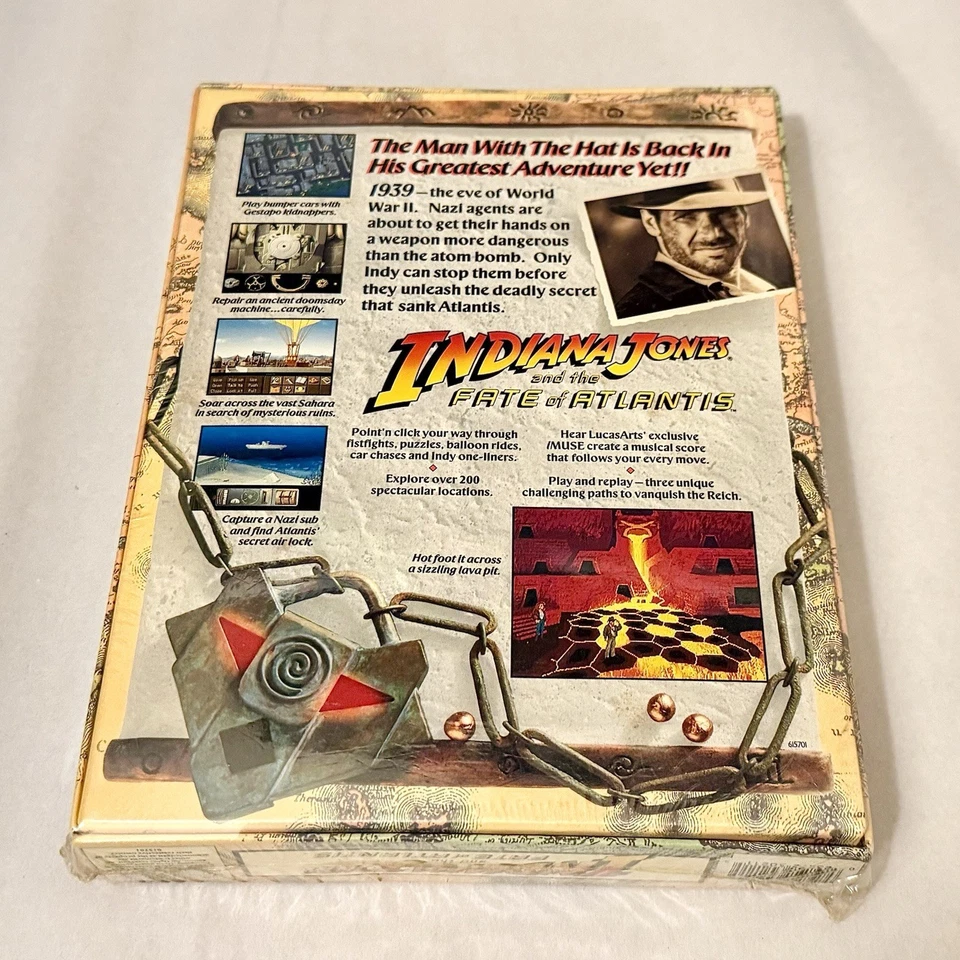 Indiana Jones and the Fate of Atlantis - SEALED - IBM 5.25” - Big Box PC - 1992 - Image 2 of 4