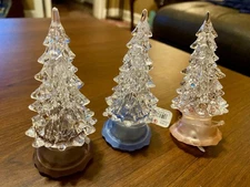 S/3 Small Color Changing Light Up Christmas Trees Tabletop Desk Decor 4x2” New