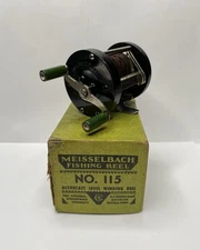 Meisselbach Fishing Reel No. 115 Accurcast Level Winding Reel w/Box