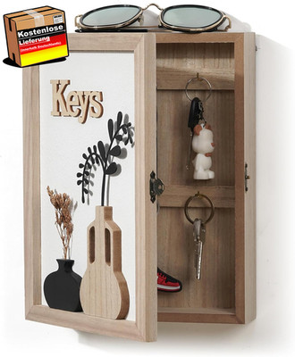 Holz Schlüsselkasten Wandorganizer mit 3D-Vase Schlüsselablage für Flur Büro