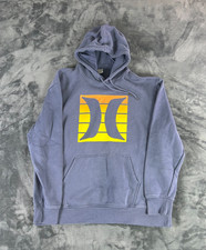 Vintage Hurley Hoodie XL Sun Faded Blue Pullover Sweatshirt Sunset Block Logo