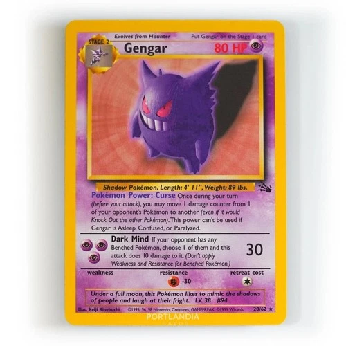Pokemon - Gengar - Non Holo - 20/62 - Fossil - Rare Card