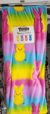 Peeps Oversized Plush Throw Blanket 60 x 70 in Multicolor Bunny Easter Pattern