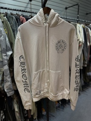Medium - Authentic Chrome Hearts Mens White Silver Hoodie Sweatshirt Rare