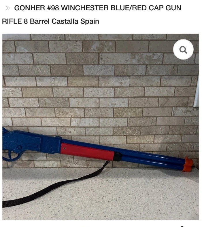 GONHER Disney Park toy, ￼WINCHESTER BLUE/RED CAP GUN RIFLE 8 Barrel Castalla Spa - Image 2 of 4