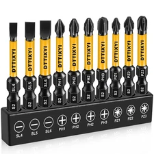 10 PCS Magnetic Screwdriver Bit Set for Impact Driver - Phillips & Slotted