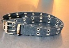 Double Grommet Canvas Belt with Double Prong Buckle