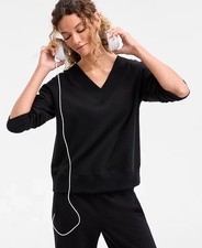 ID Ideology Plus Size V Neck Fleece Sweatshirt Deep Black 3X