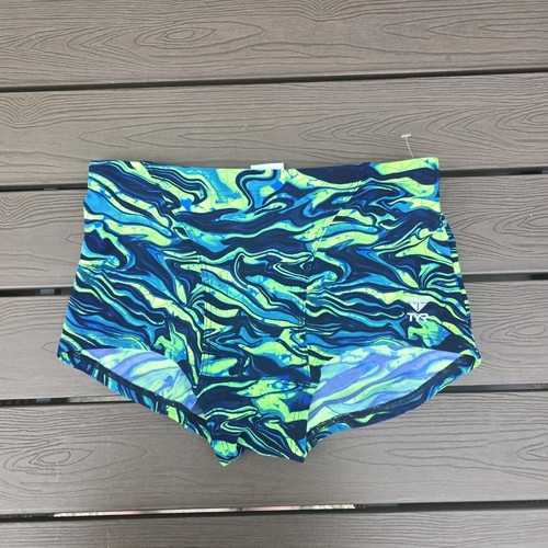 TYR Durafast Elite Miramar Drawstring Green/Blue Swim Trunks Size 30 New No Tag