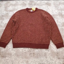 NEW LL Bean Men's XL Lambswool Ragg Crew Neck Sweater Burnt Mahogany Birdseye