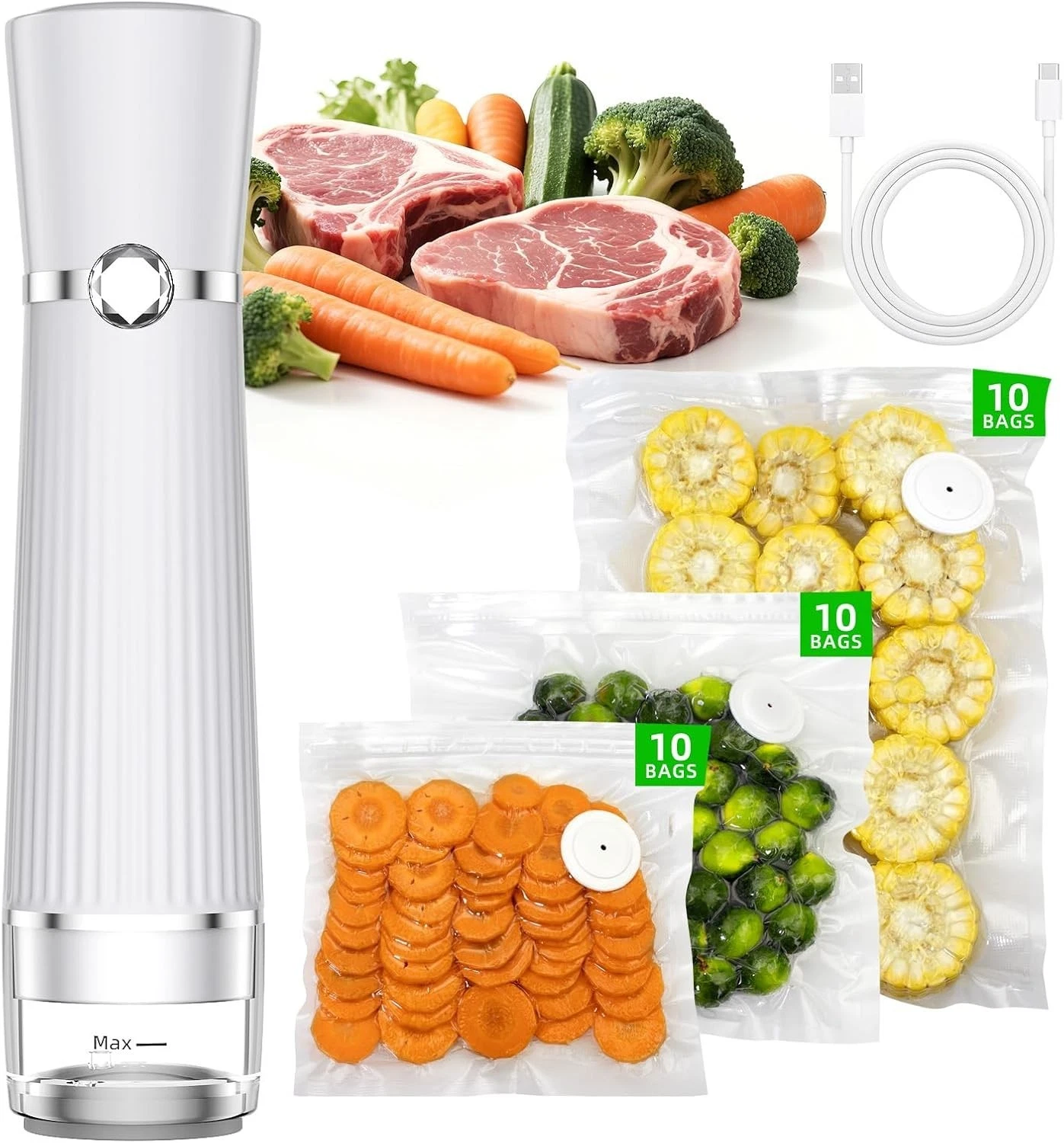 Vacuum Sealer for Food Handheld Saver Compact Vacuum Sealer Machine 30 Bags