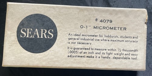 Dunlap No 4079 0-1" Micrometer with Instructions & Box Sold by Sears | FREE S&H - Picture 9 of 16