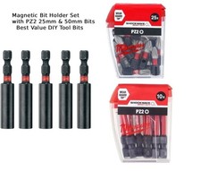 Milwaukee Bit Holders with PZ2 25mm & 50mm Bits - Best Value DIY Tool Bits -7PCs