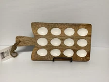14 Inch by 7 Inch Deviled Egg Tray Wooden Paddle Serving Board New