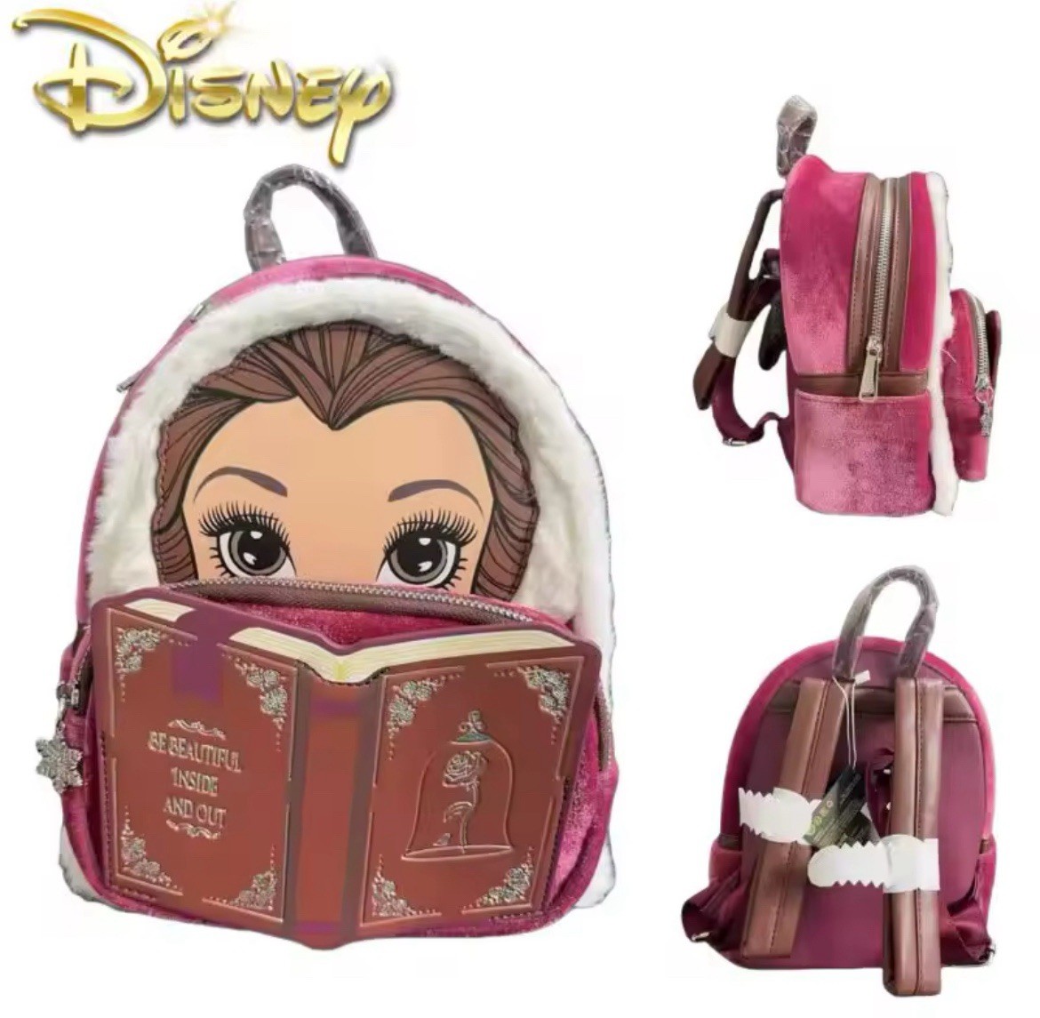 Loungefly Disney Winter Belle Book Mini Backpack Beauty and  display picture 2