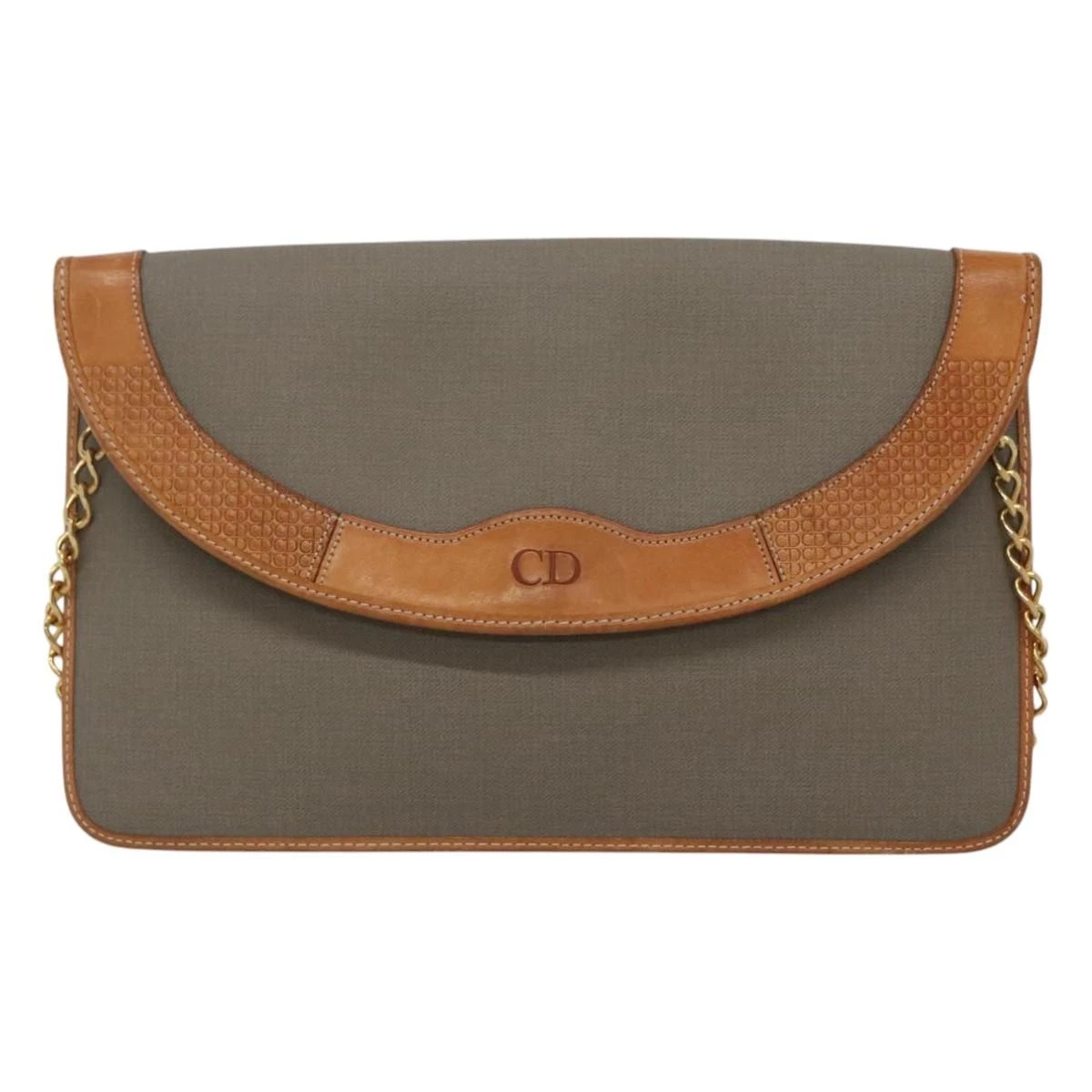 Sac pochette toile grise Dior CD authentique