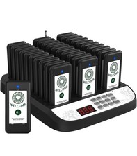 Wireless Restaurant Pager System 30 Queue Paging Flash Vibrate Buzzer for Cafe