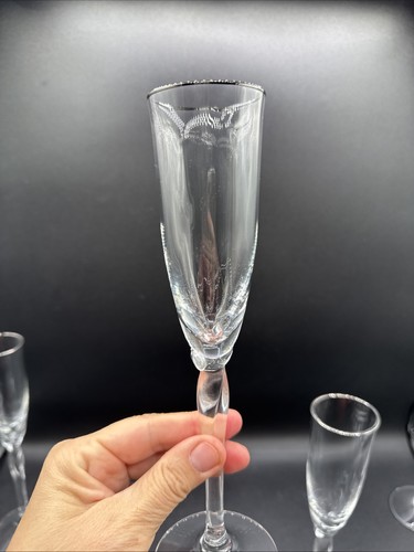 Set 10 flauti champagne Lenox RHYTHM 9 1/8" cristallo platino bordato - Foto 7 di 24