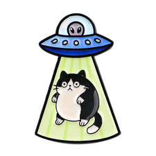 Listing image for UFO Alien Enamel Pin Black Cat Brooch Lapel Pins Accessories Funny Friends