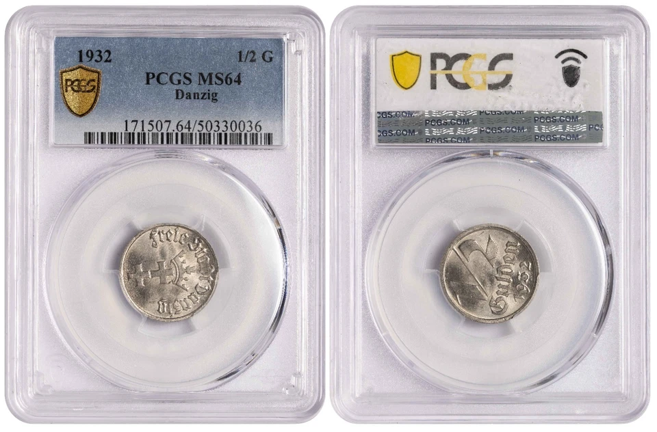 i-650711 Danzig Free City 1/2 florín 1932. PCGS MS 64 Foto 2 de 2