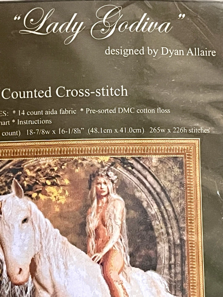 Kit de punto de cruz Kustom Krafts Inc - LADY GODIVA #95197 Dyan Allaire NUEVO unicornio Foto 2 de 4