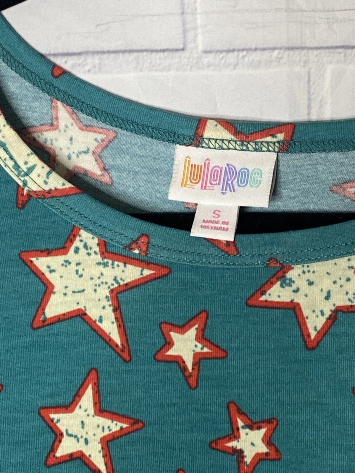 OFF WHITE Abito Lularoe Carly Taglia S Americana Teal Off White Stars