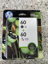New Genuine HP 60 Black 60 Color Ink Cartridge New Old Stock Exp Oct 2021 Sealed