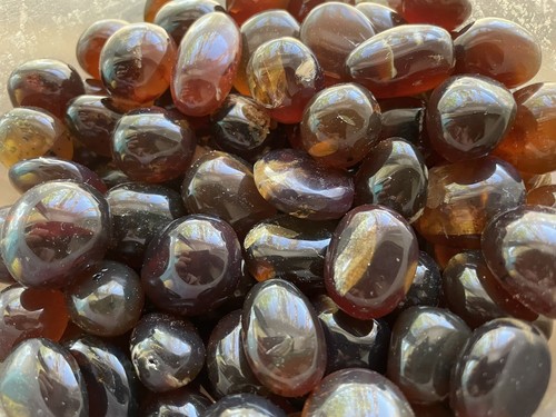 6x roter Bernstein seltener Trommelstein 20-25 mm Reiki Heilung Kristall Intellekt Schüler - Bild 7 von 8