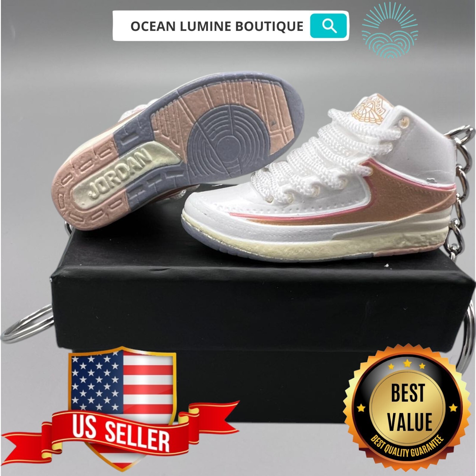 Air Jordan 3D Mini Sneaker Keychain, Shoe Keyring Shoe Box, Display Box Option