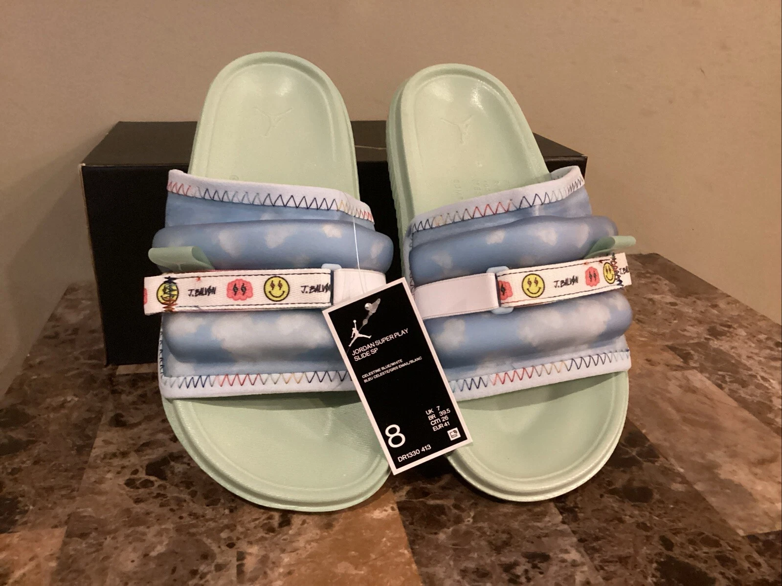 Jordan Play Slides SP Blu Celeste Taglia 8 Uomo