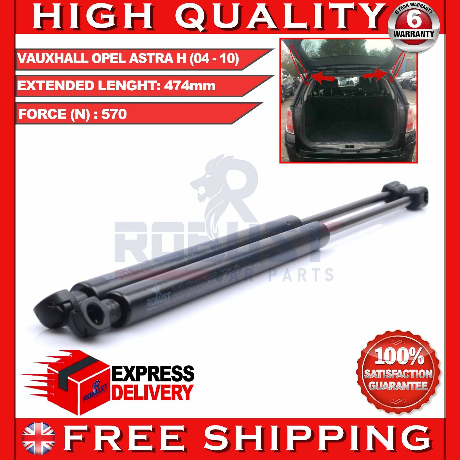 2X REAR TAILGATE BOOT GAS STRUTS FOR VAUXHALL OPEL ASTRA H MK5 13122695