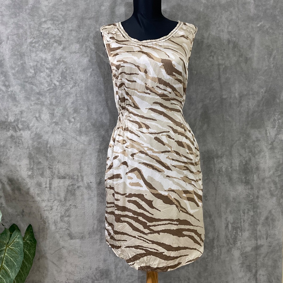 Banana Republic Silk Dress Animal Print Women's Sz 4 Party Boho pockets |  eBay