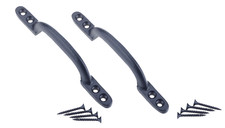 2 x Iron Pull Handle Hot Bed Hotbed Cast D Shed Garden (6") Door Gate & Fixings