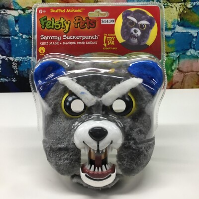 Feisty Pets Sammy Suckerpunch Stuffed Attitude Child Mask Halloween Ages 6+ NEW!