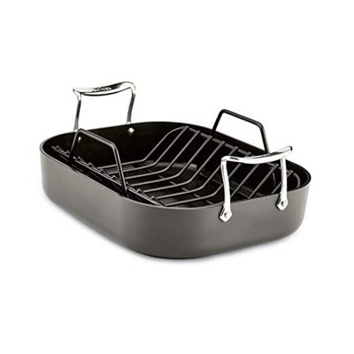  Essentials Nonstick Hard Anodized Small Roaster with Rack, 11 X 14 inch, Black 
