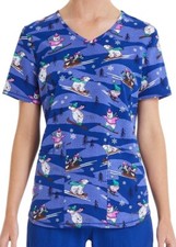 Women  s Scrubstar Penguins  Polar Bears Christmas Holiday Scrub Top NWT 2XL