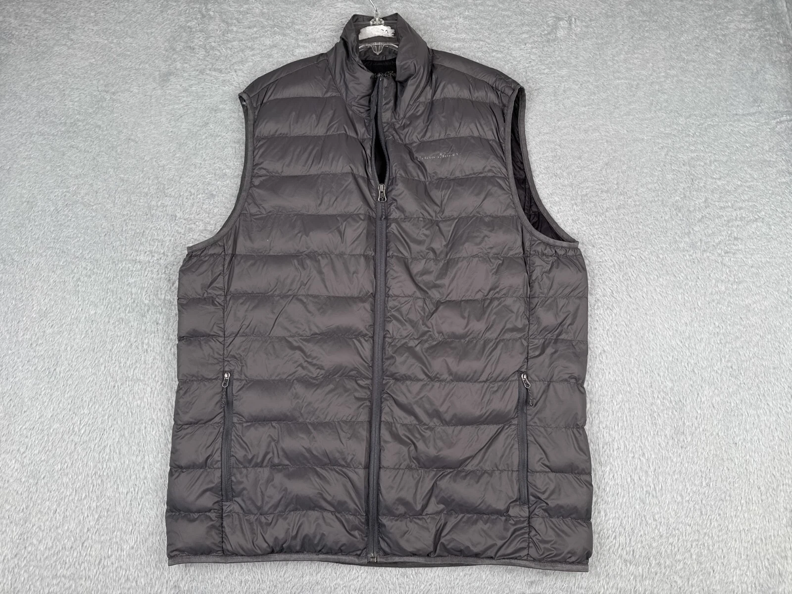 Eddie Bauer Vest Adult Large Gray Puffer Down Insulation 650 Nylon Shell READ