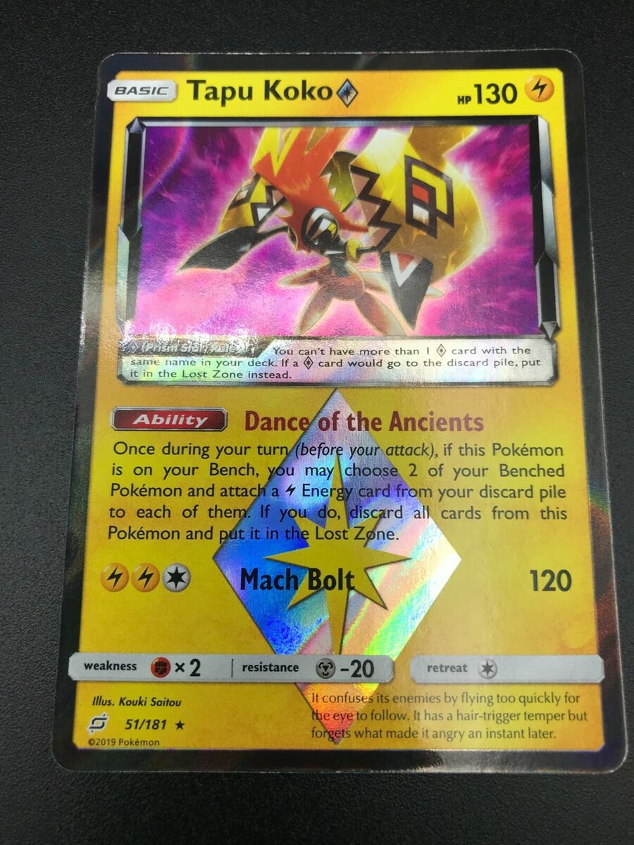 Tapu Koko Prisma Spiel Von Squadra 51/181 Rare Holo Foil Pokemon  Italienisch