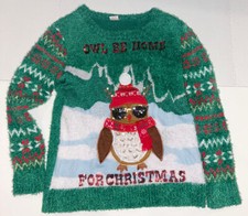 Holiday Time Owl Be Home For Christmas Children's XL Ugly Christmas Sweater 