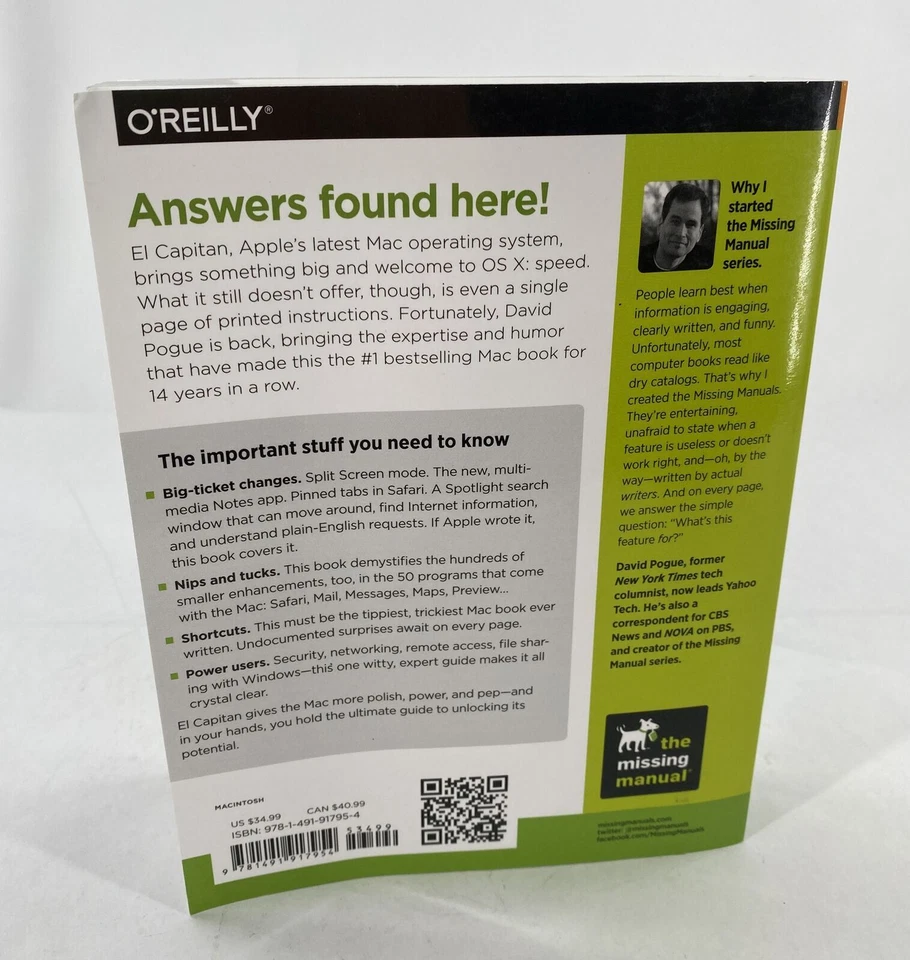 OS X El Capitan: The Missing Manual by David Pogue (English) Paperback  - Image 2 of 4