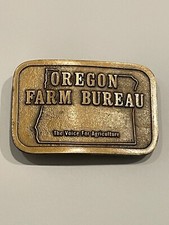 OREGON FARM BUREAU Agriculture Brass Metal Belt Buckle HIT LINE USA